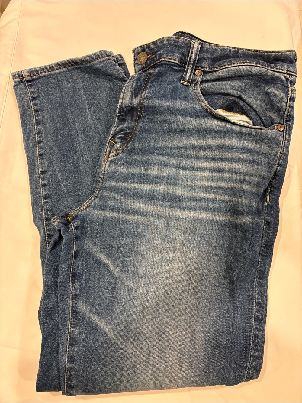 American Eagle Outfitters Men's Slim Straight Blue Washed Jeans